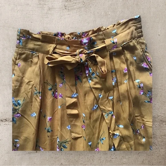 RE:NAMED Wide Leg Pants Mustard Print Pockets Elastic Waistband NWOT SZ S - Picture 7 of 7